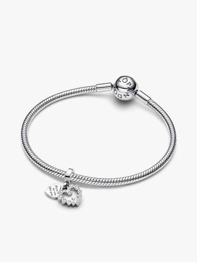 Charm Pendant Double Cœur Scintillant