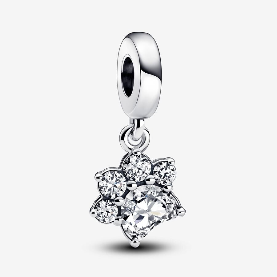 Paw sterling silver dangle with clear cubic zirconia image number 0
