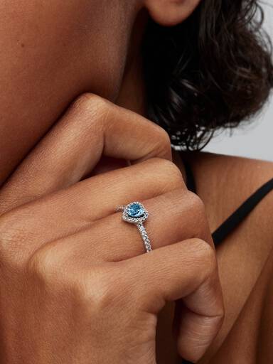 Verhoogd Lichtblauw Hart Ring
