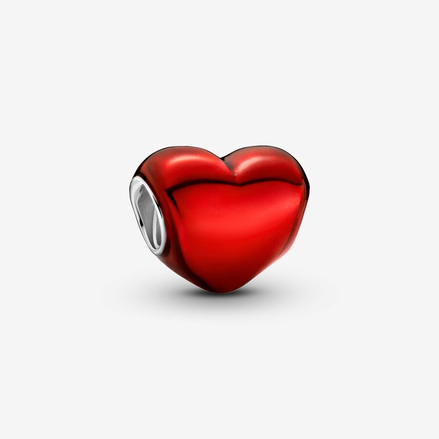 Heart sterling silver charm with red enamel image number 0