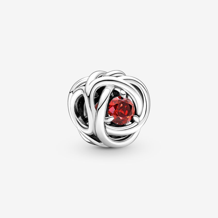 Sterling silver charm with true red crystal image number 0