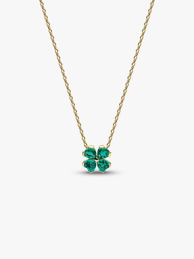 Collier à Pendentif Trèfle à Quatre Feuilles Vert