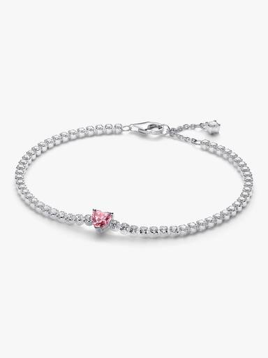 Sprankelend Roze Hart Tennisarmband