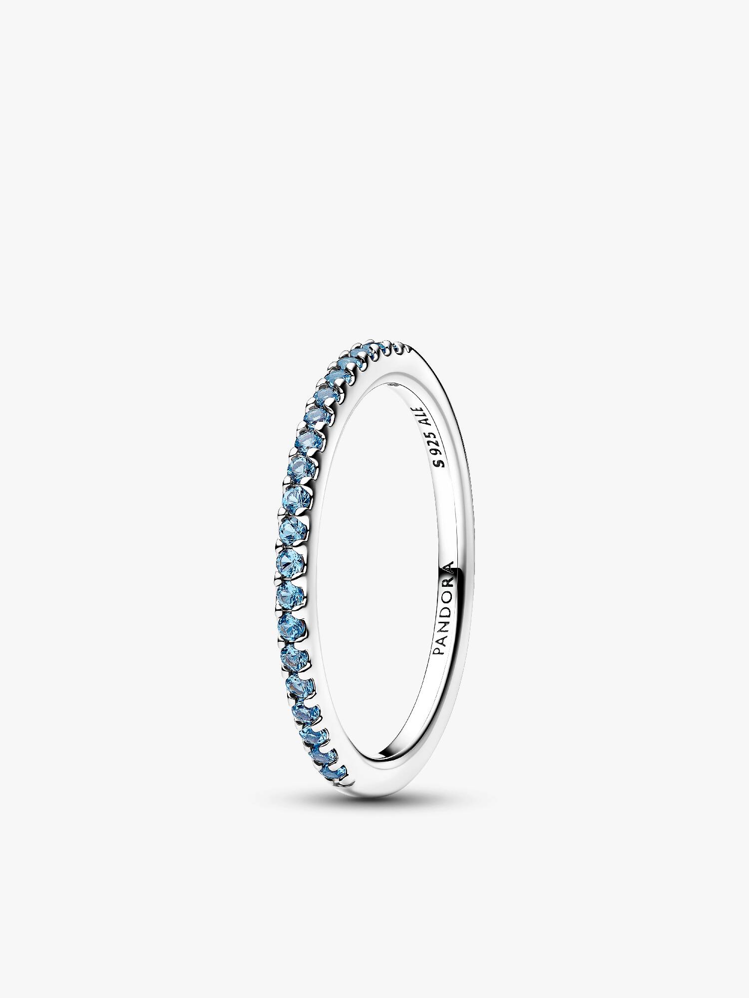 Anneau Semi-Éternité Bleu Aigue-Marine Scintillant