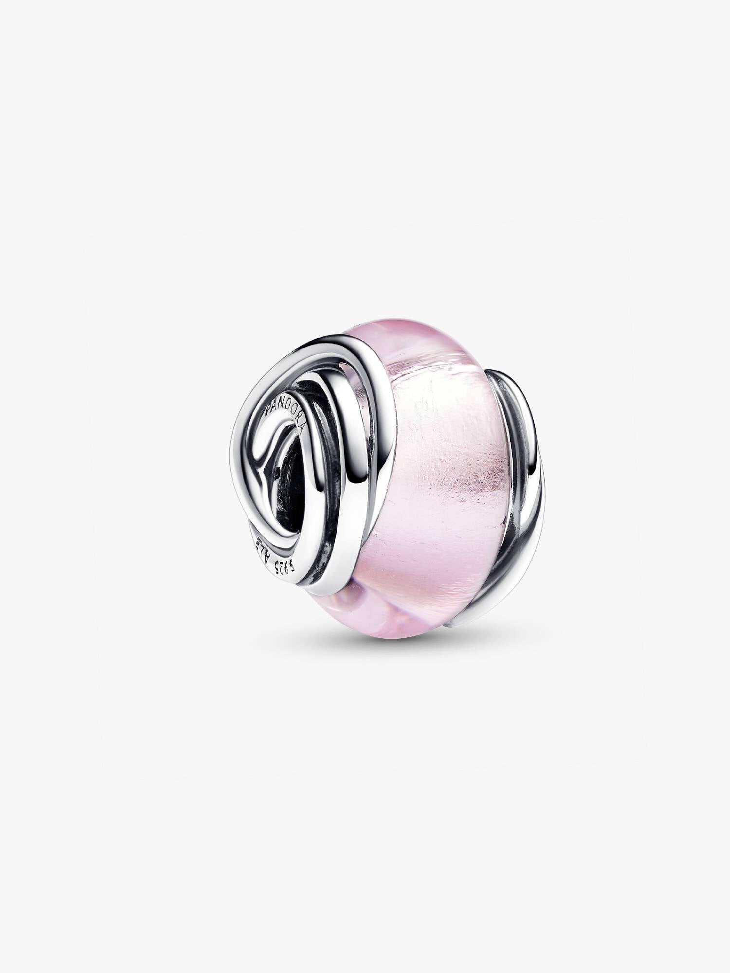 Omcirkelde roze muranoglazen bedel