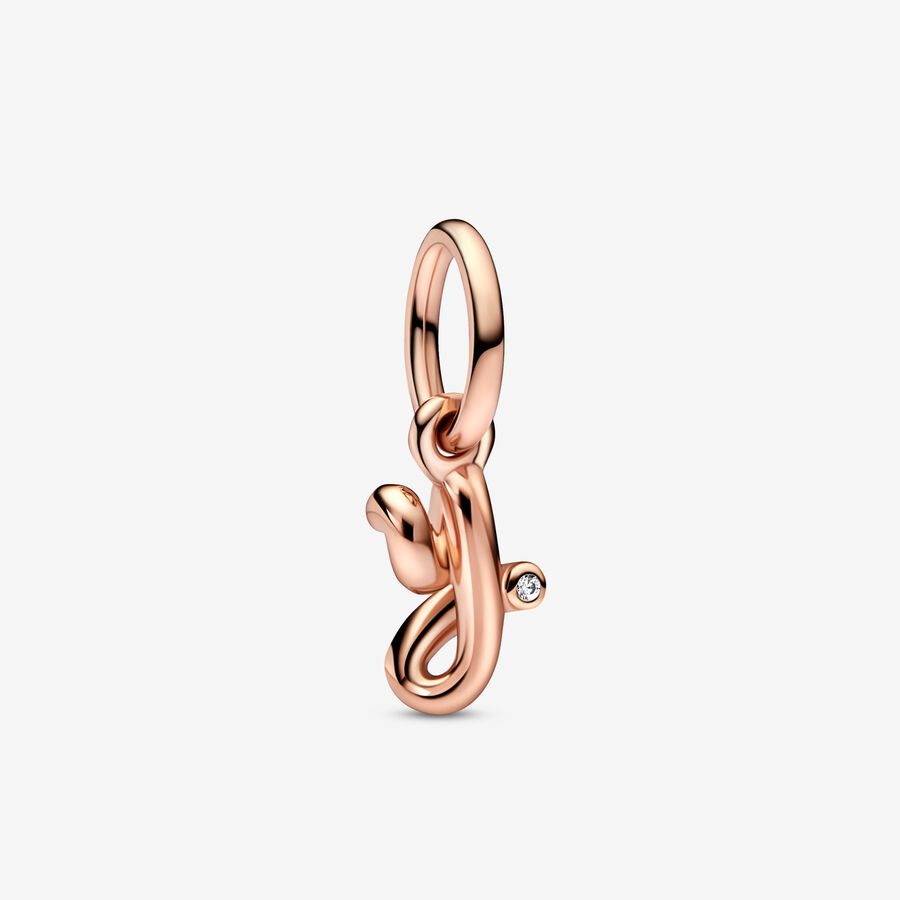 Letter y 14k rose gold-plated dangle with clear cubic zirconia image number 0