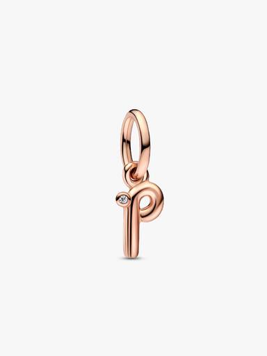 Letter p geschreven alfabet hangende bedel