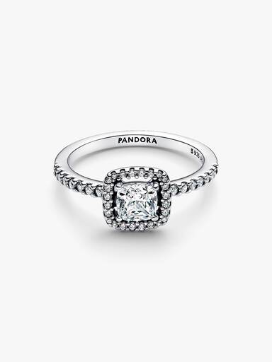 Sprankelende Vierkante Stralenkrans Ring