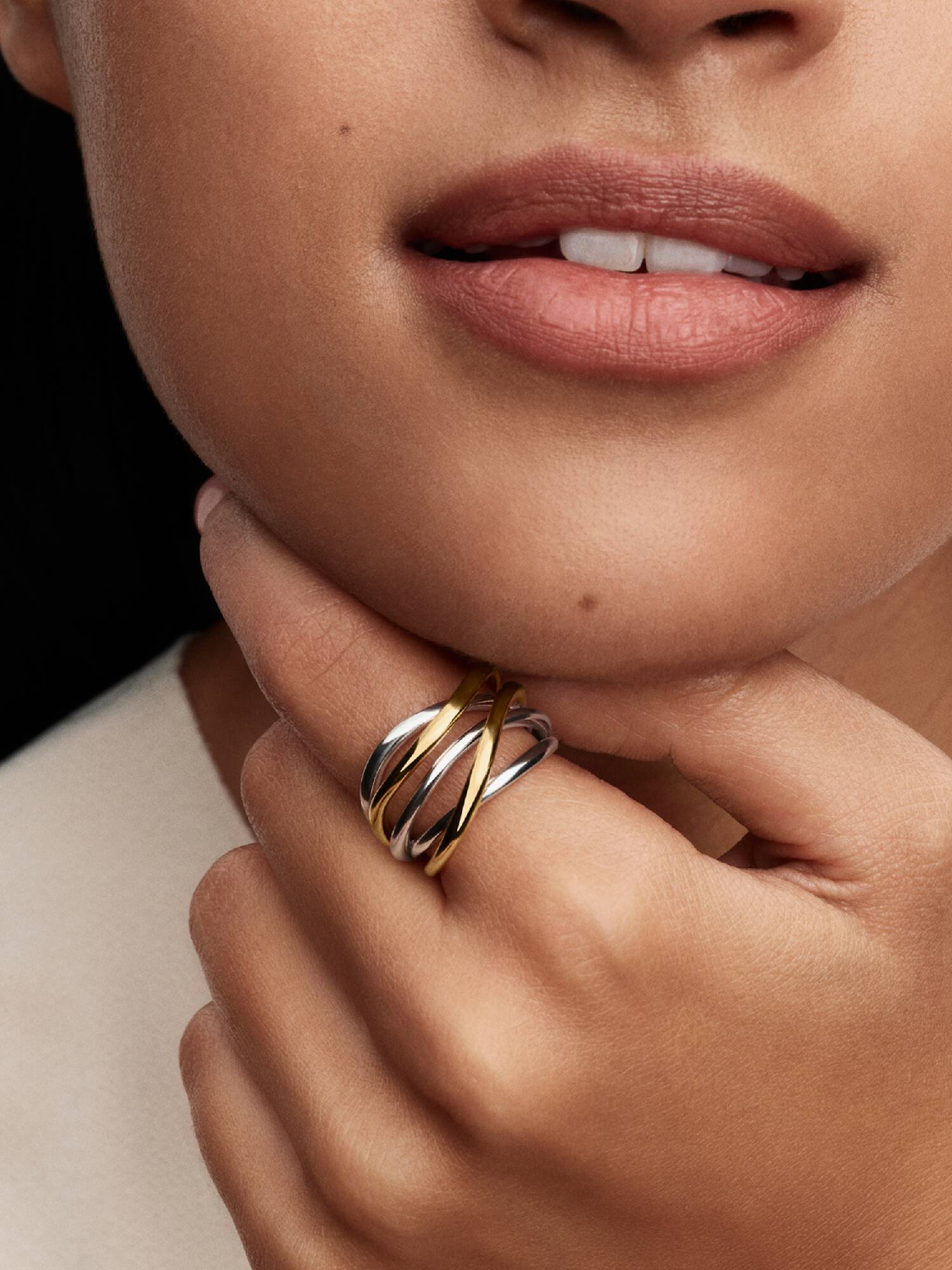 Bague Anneaux Entrelacés Bicolore