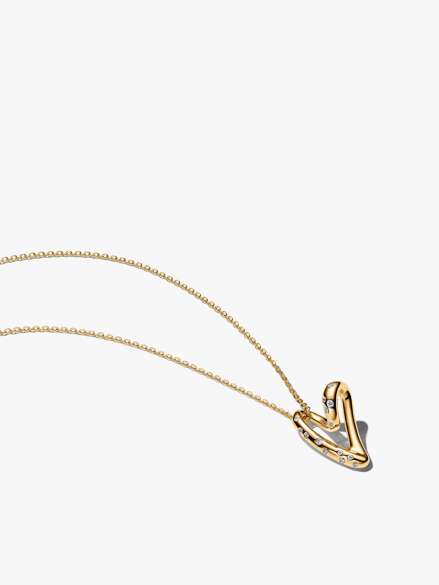 Collier à Pendentif Cœur Serti de Pierres de Forme Organique