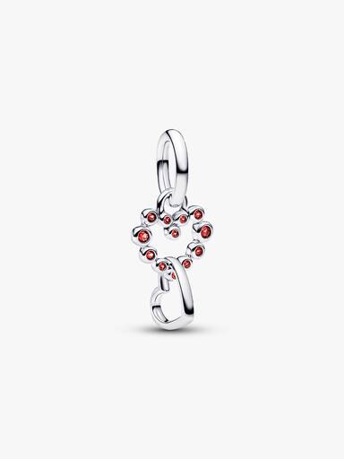 Charm Pendant Cœurs Liés & Pierres Rouges