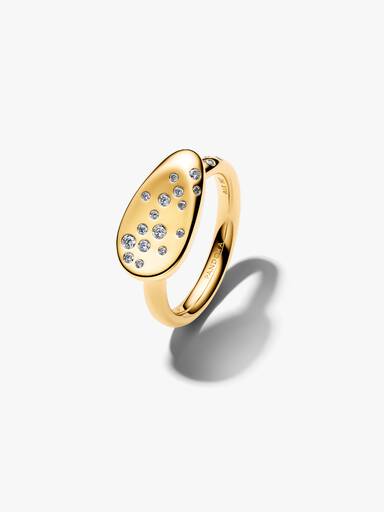 Chevalière Ovale Sertie de Pierres Petite Taille