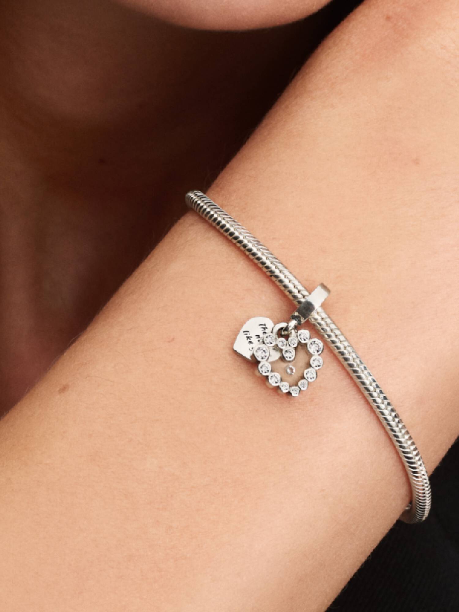 Charm Pendant Double Cœur Scintillant
