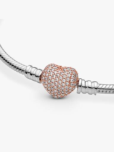 Bracelet Maille Serpent Fermoir Cœur Pavé