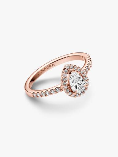 Bague Halo Poire Scintillante