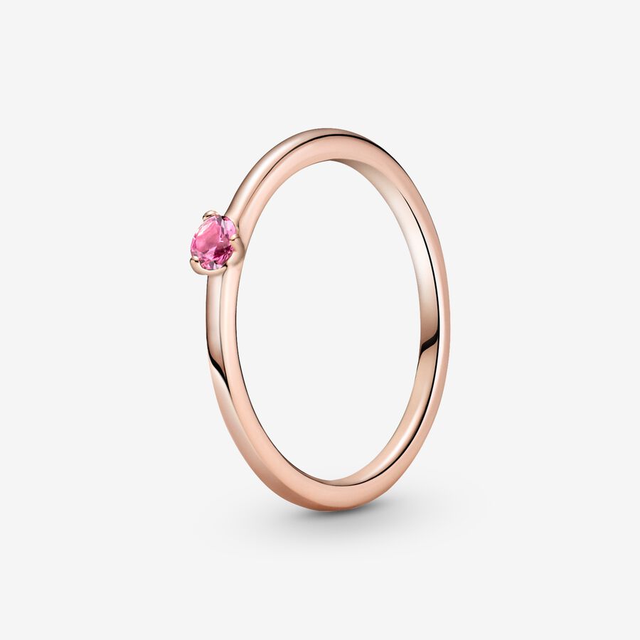 14k Rose gold-plated ring with phlox pink crystal image number 0