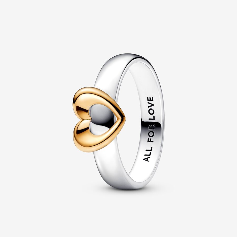Heart sterling silver and 14k gold-plated ring image number 0