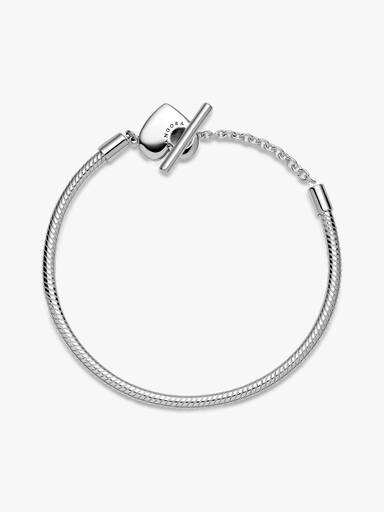Bracelet Maille Serpent Barre en T Cœur