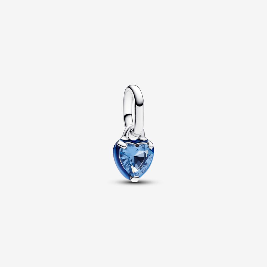 Heart sterling silver mini dangle with blue crystal and blue enamel image number 0