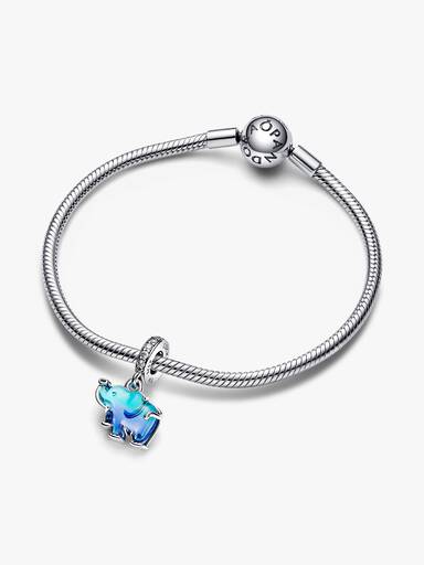 Charm Pendant Éléphant en Verre de Murano Bleu