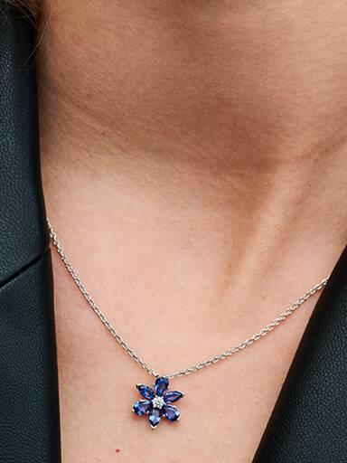 Collier Pendentif Herbier Bleu Scintillant