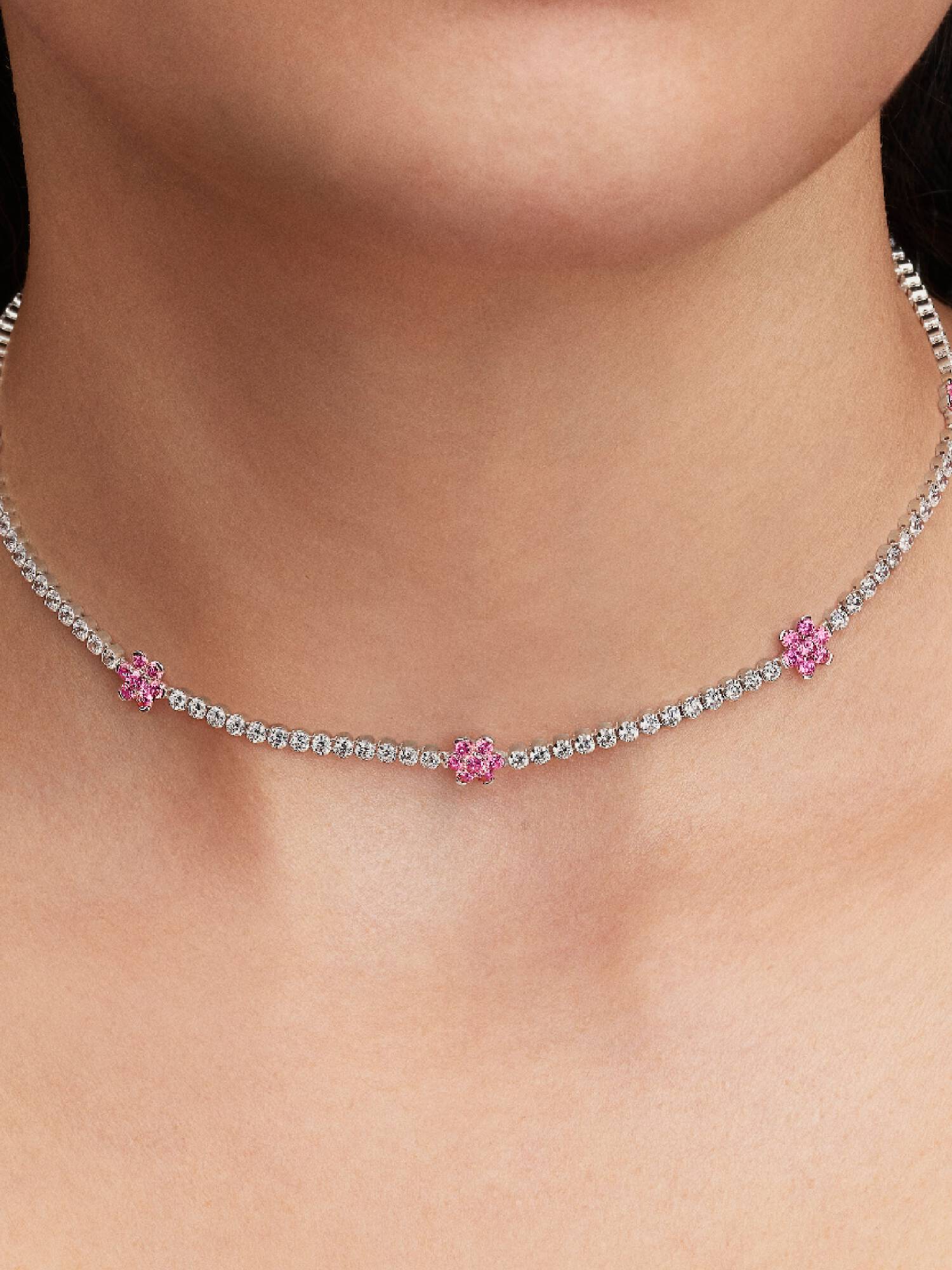 Collier Rivière Fleur Rose