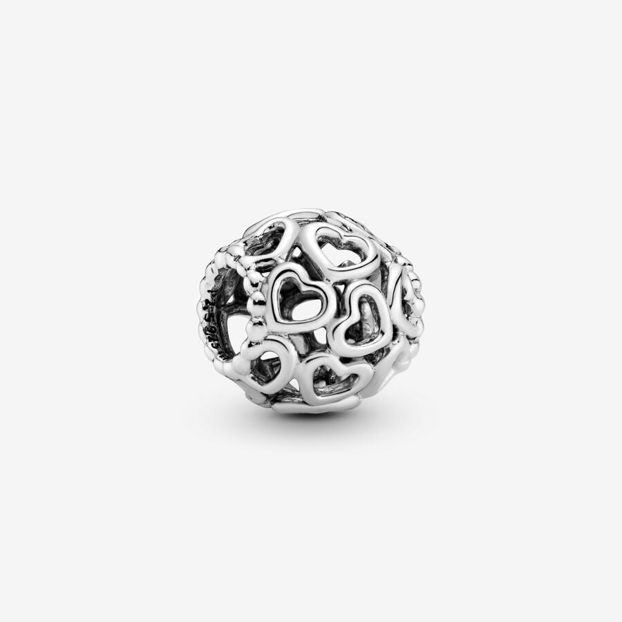 Openwork hearts silver charm image number 0