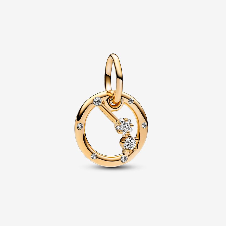 Aries zodiac 14k gold-plated dangle with clear cubic zirconia image number 0