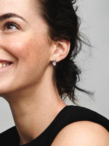 Double Heart Sparkling Stud Earrings