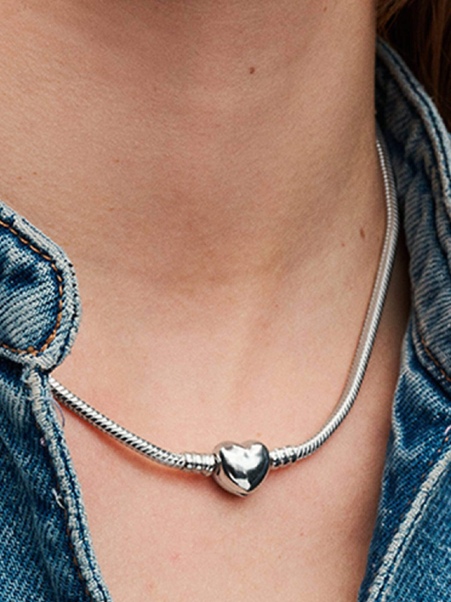 Snake Chain-halsketting met hartsluiting