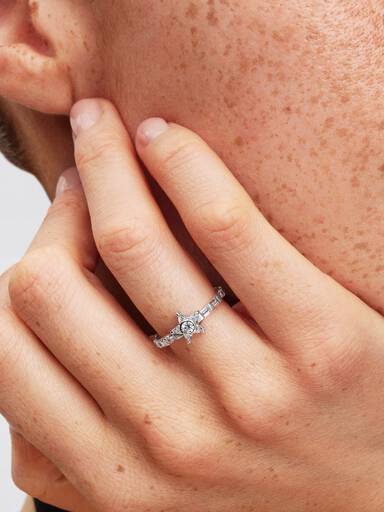 Bague Baguette Étoile Scintillante