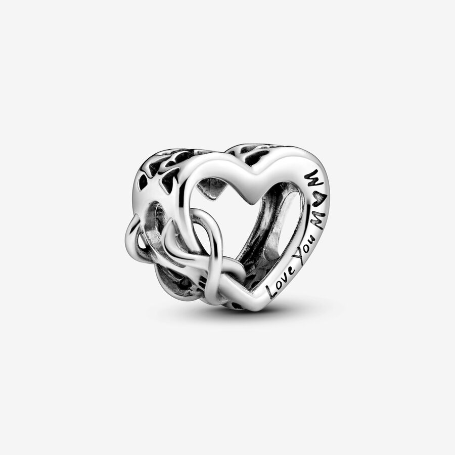 Heart and infinity sterling silver charm image number 0