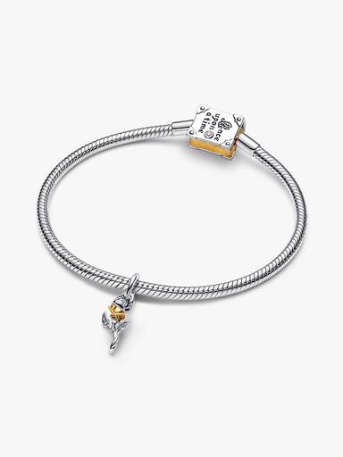 Charm Pendant Diamant de Synthèse Disney Belle Rose Enchantée
