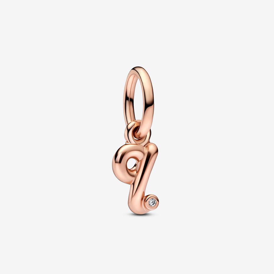 Letter q 14k rose gold-plated dangle with clear cubic zirconia image number 0