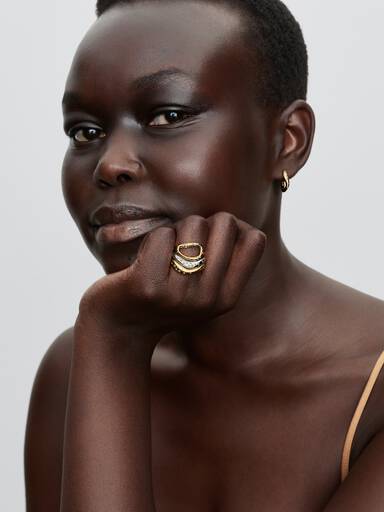 Bague Spectaculaire Sertie de Pierres de Forme Organique