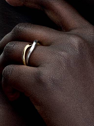 Tweekleurige Verstrengelde Banden Ring