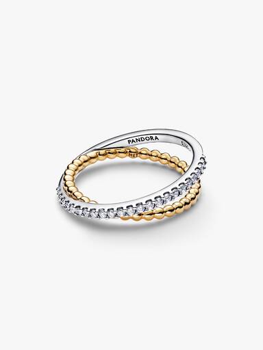 Gelinkte kralen en pavé dubbele bandring